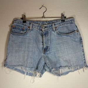 Vintage Y2K Polo Ralph Lauren Denim Saturday Jean Shorts Light Wash Frayed 10
